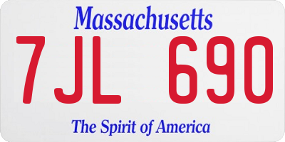 MA license plate 7JL690