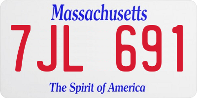MA license plate 7JL691