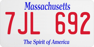 MA license plate 7JL692