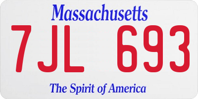 MA license plate 7JL693