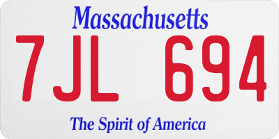 MA license plate 7JL694