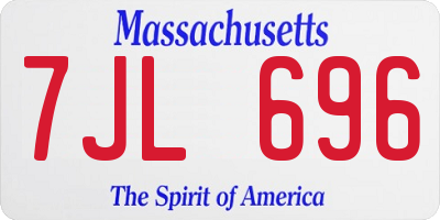 MA license plate 7JL696