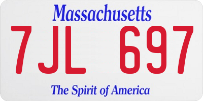 MA license plate 7JL697