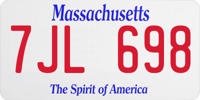 MA license plate 7JL698