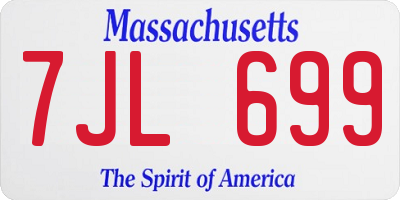 MA license plate 7JL699