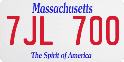 MA license plate 7JL700