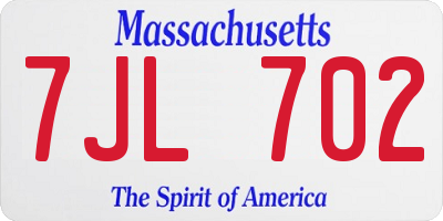 MA license plate 7JL702