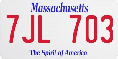 MA license plate 7JL703