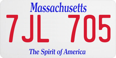 MA license plate 7JL705