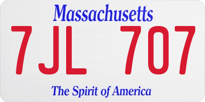 MA license plate 7JL707