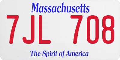 MA license plate 7JL708