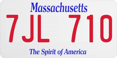 MA license plate 7JL710
