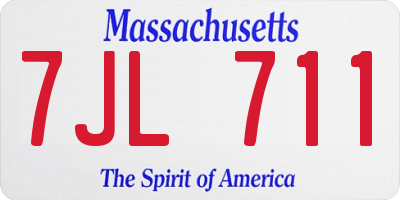 MA license plate 7JL711