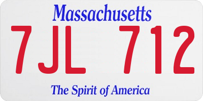 MA license plate 7JL712