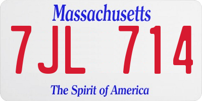 MA license plate 7JL714