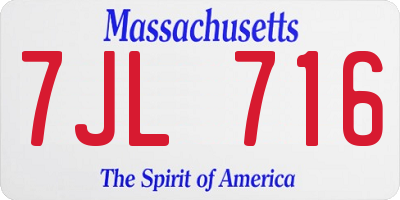 MA license plate 7JL716