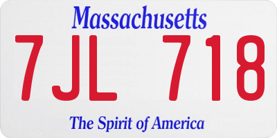 MA license plate 7JL718