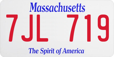 MA license plate 7JL719