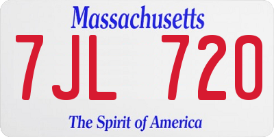 MA license plate 7JL720