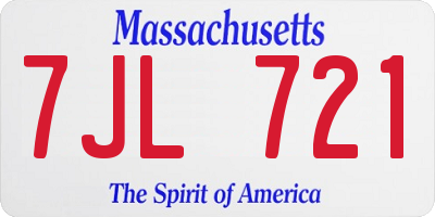 MA license plate 7JL721