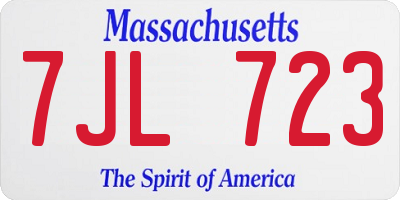 MA license plate 7JL723