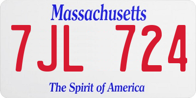 MA license plate 7JL724