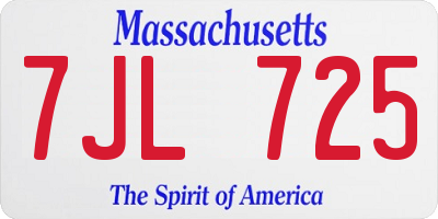 MA license plate 7JL725