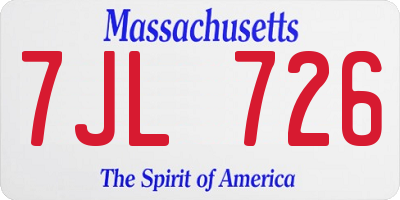 MA license plate 7JL726