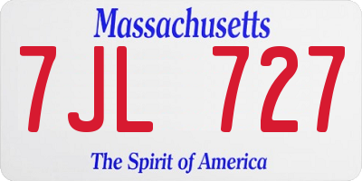 MA license plate 7JL727