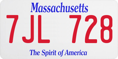 MA license plate 7JL728