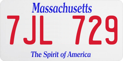 MA license plate 7JL729