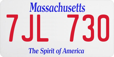 MA license plate 7JL730