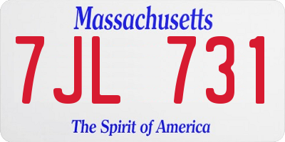 MA license plate 7JL731