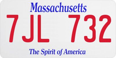 MA license plate 7JL732