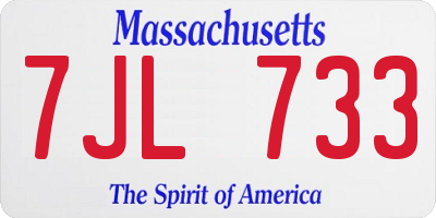 MA license plate 7JL733