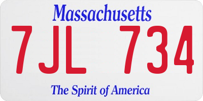 MA license plate 7JL734