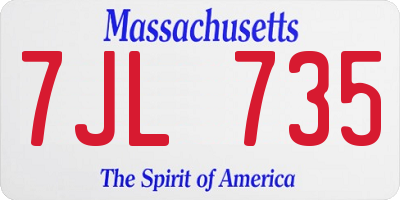 MA license plate 7JL735
