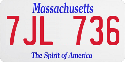 MA license plate 7JL736