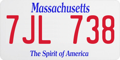 MA license plate 7JL738