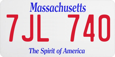 MA license plate 7JL740