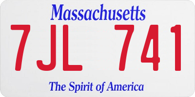 MA license plate 7JL741