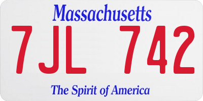 MA license plate 7JL742