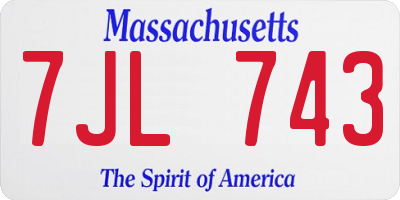 MA license plate 7JL743