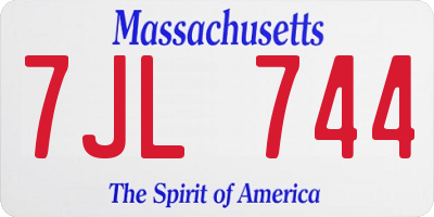 MA license plate 7JL744