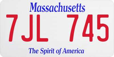 MA license plate 7JL745