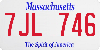 MA license plate 7JL746