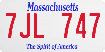 MA license plate 7JL747