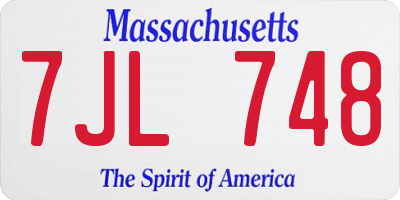 MA license plate 7JL748