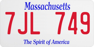 MA license plate 7JL749