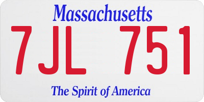 MA license plate 7JL751